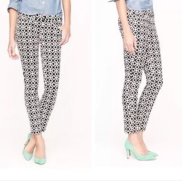J.Crew White Blue Toothpick Jean In Geo Print - Picture 4 of 5